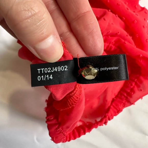 The Limited Women Coral Pink V-Neck Short Sleeve Blouse Transparent Size XS EUC - Picture 8 of 12